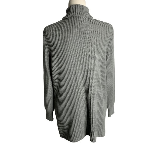 Soft Surroundings Highland Sweater M Grey Snaps Pockets Chunky Rib Knit Tunic - Picture 4 of 6